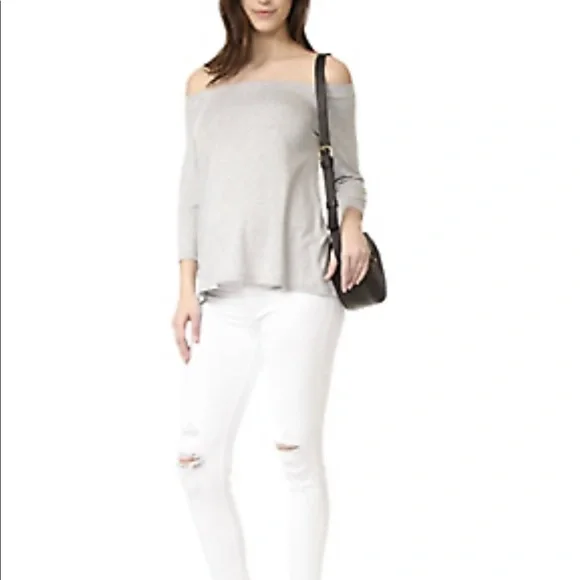 J Brand Mama J Maternity Demented Distressed White Capri Jean NWT $178 - Picture 2 of 9